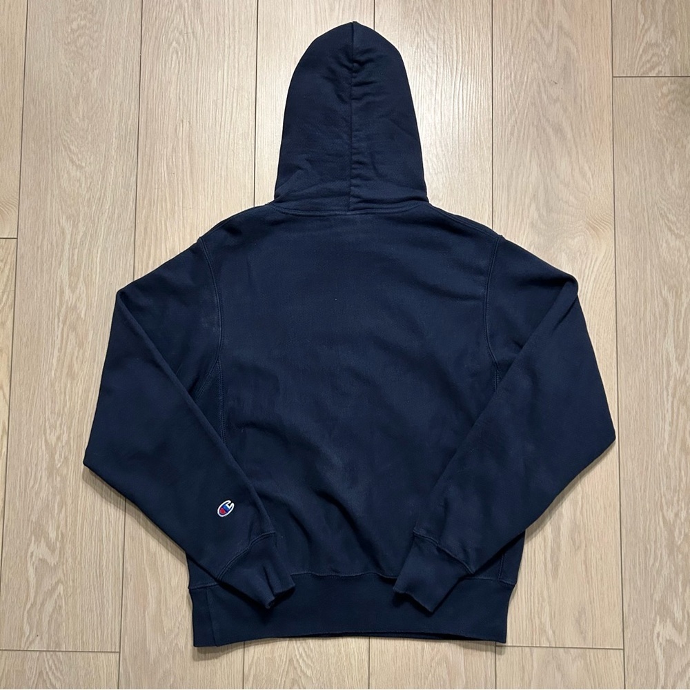 Champion Reverse Weave Pullover Hoodie Navy Blue Men's Size Small - Picture 3 of 4